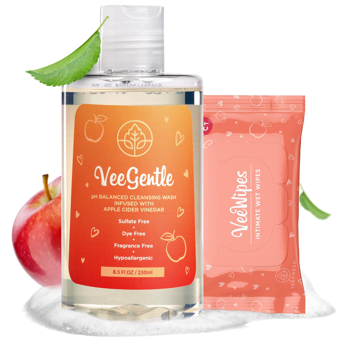 VeeFresh VeeGentle frontal mostrando envase y beneficio de limpieza suave