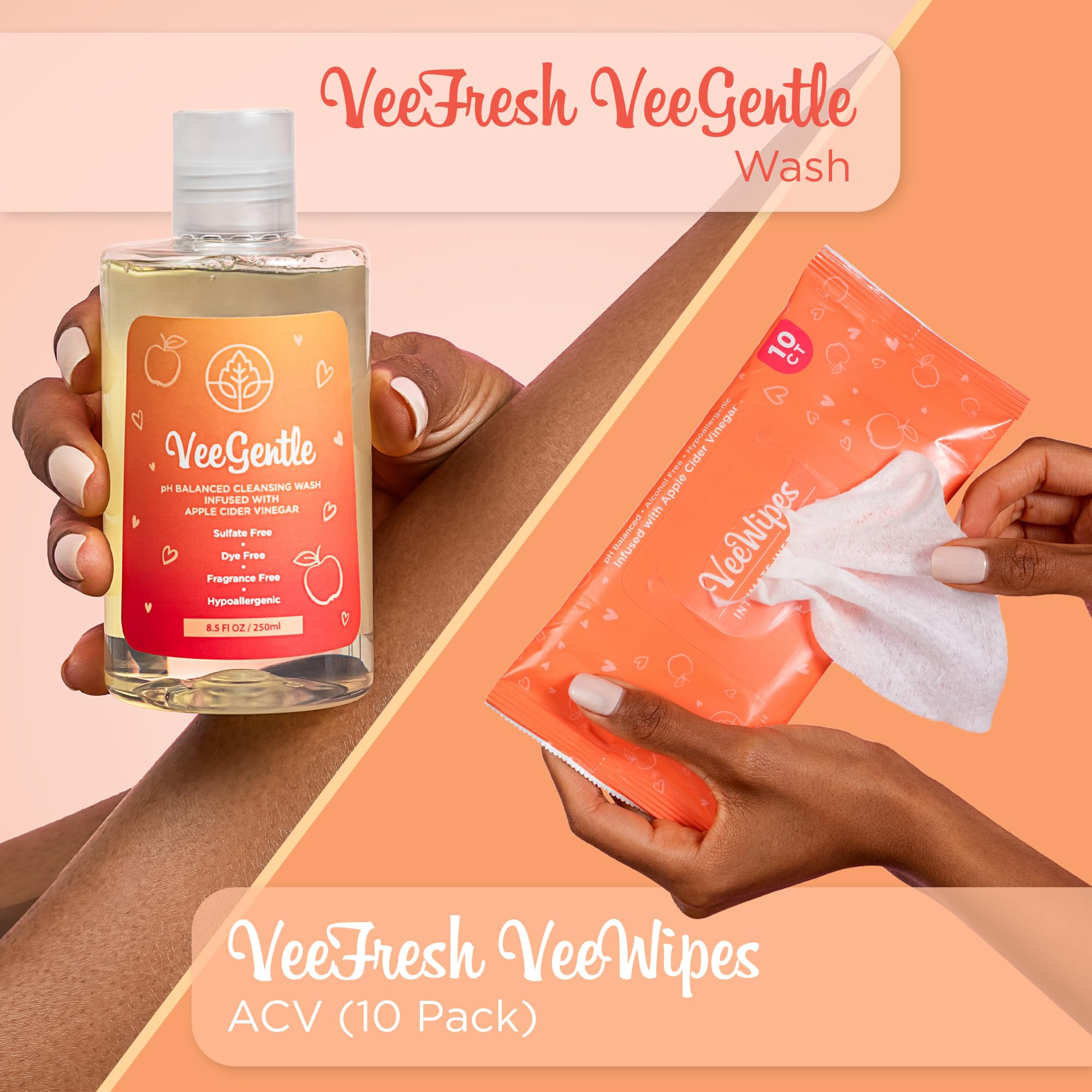 VeeFresh VeeWipes ACV paquete portátil que ofrece frescura con vinagre de manzana