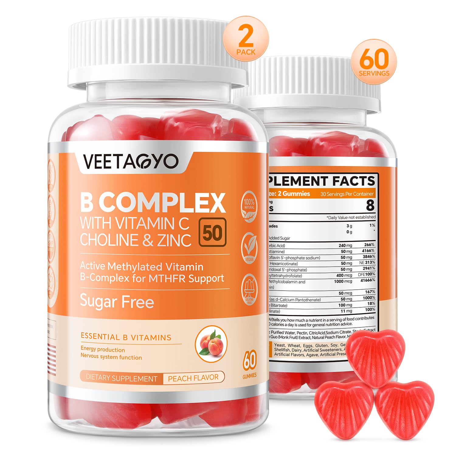 VEETAGYO frasco frontal mostrando 120 gomitas y etiqueta clara