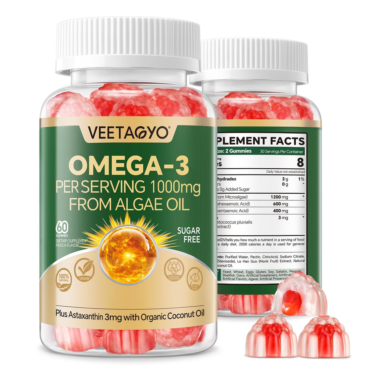 VEETAGYO empaque frontal mostrando dosis y beneficio vegano