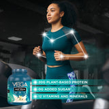 Vega batido de vainilla en vaso listo para beber y aportar energía