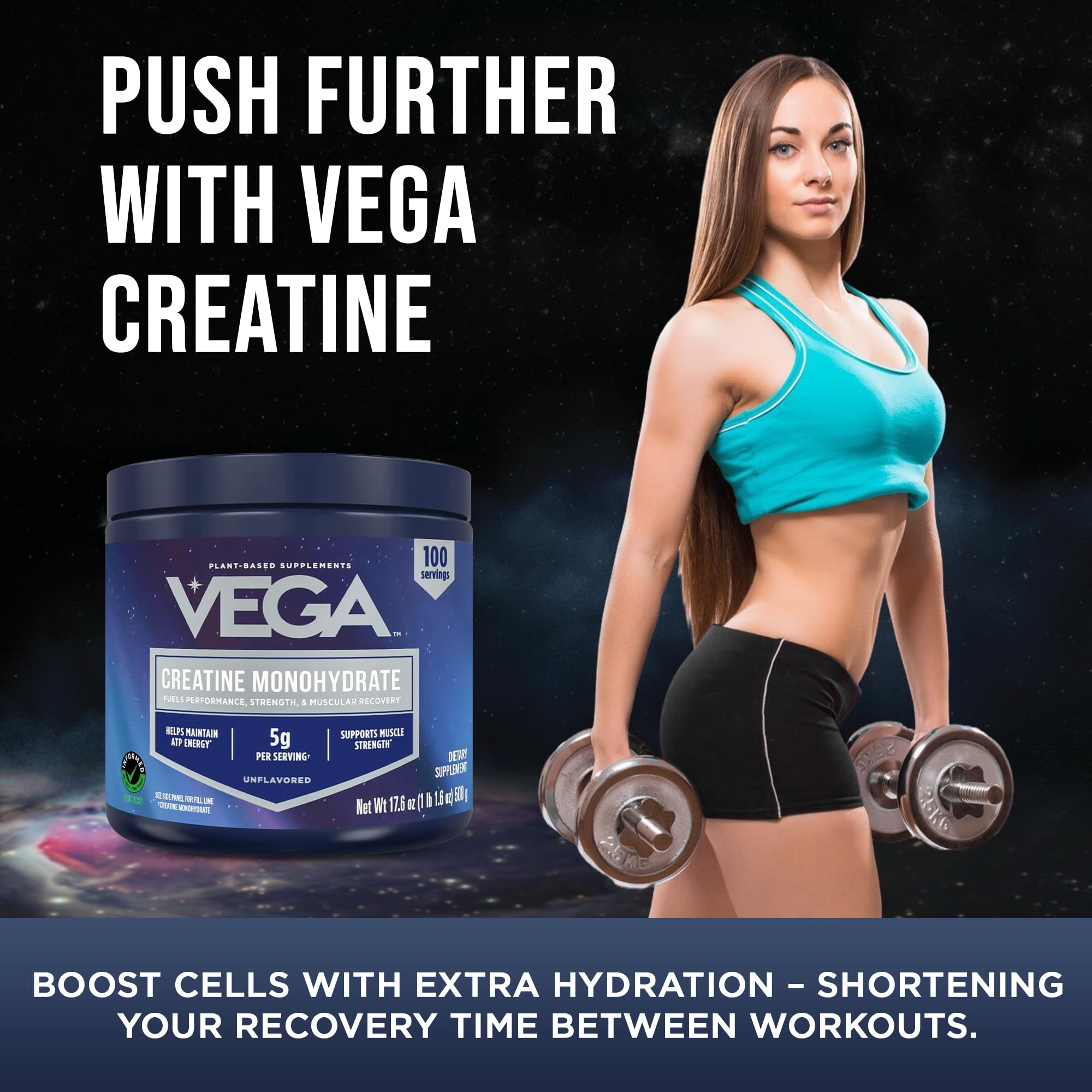 Vega envase abierto con polvo dentro ilustrando pureza y ausencia de rellenos