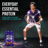 Vega batido servido en vaso, aporte proteico rápido y cremoso
