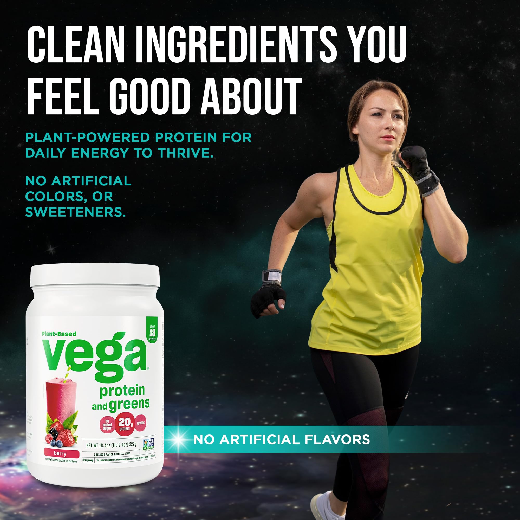 Vega batido en desayuno con fruta, incorpora proteínas y greens