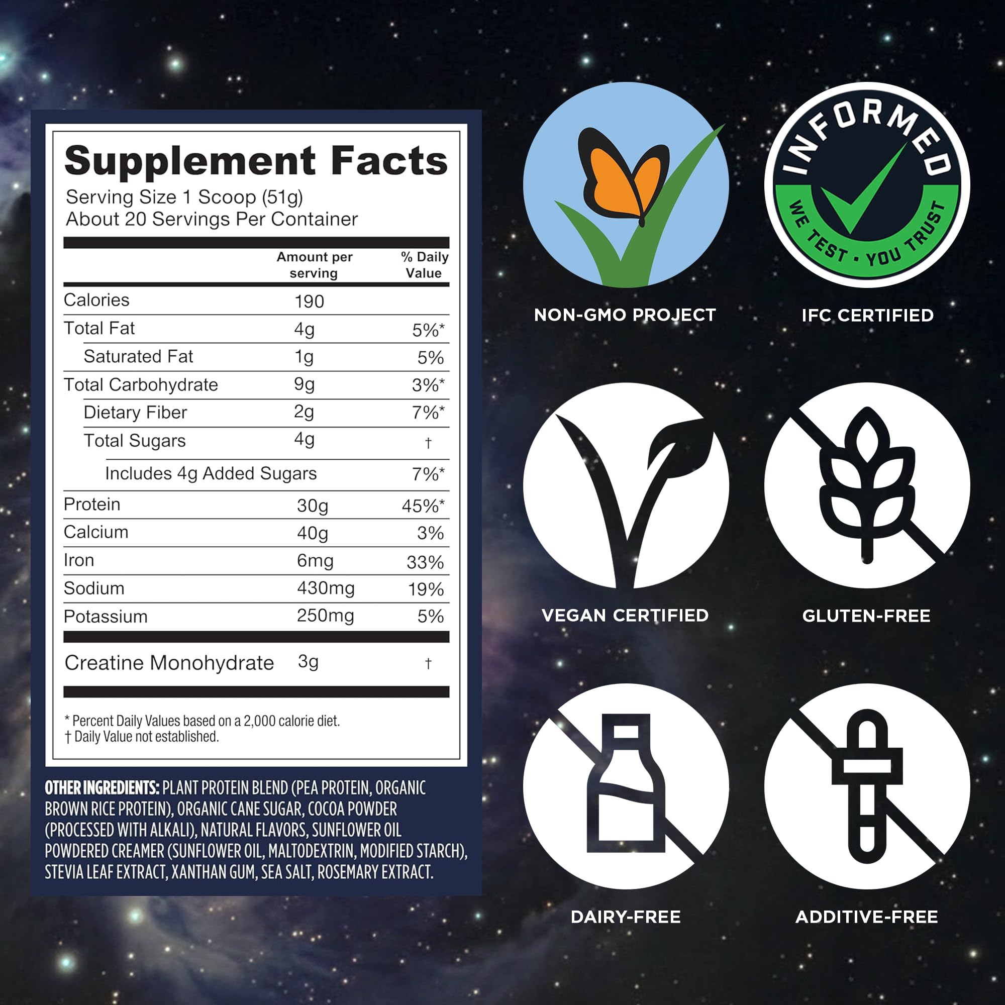 Vega etiqueta con lista de ingredientes y valores nutricionales para elección informada