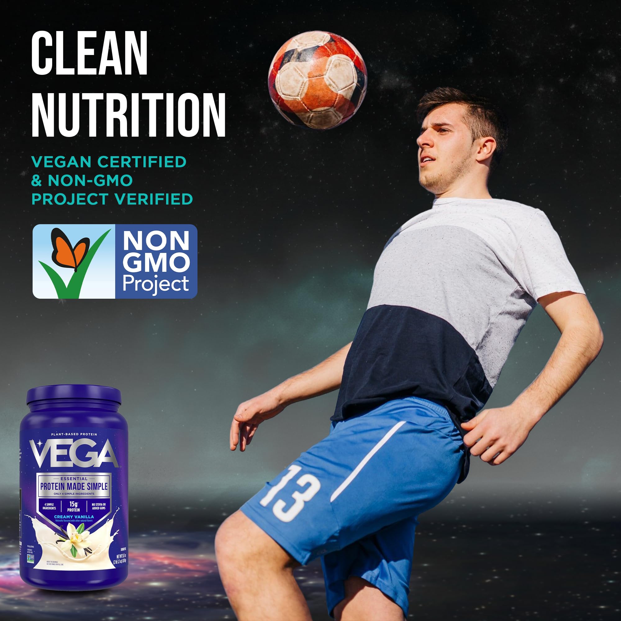 Vega etiqueta nutricional en primer plano con información de 15 g proteína