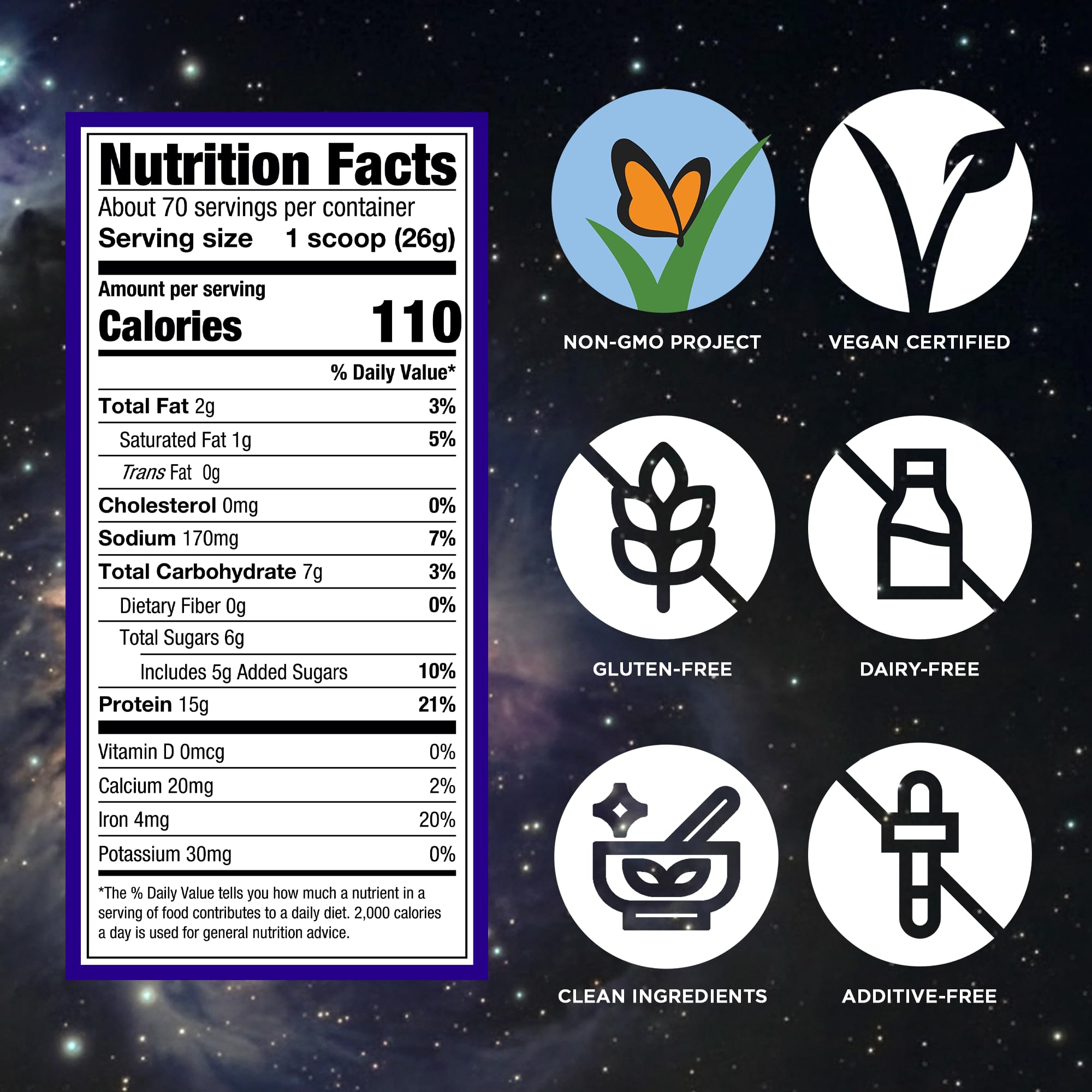 Vega etiqueta nutricional detalle con información clara de proteínas