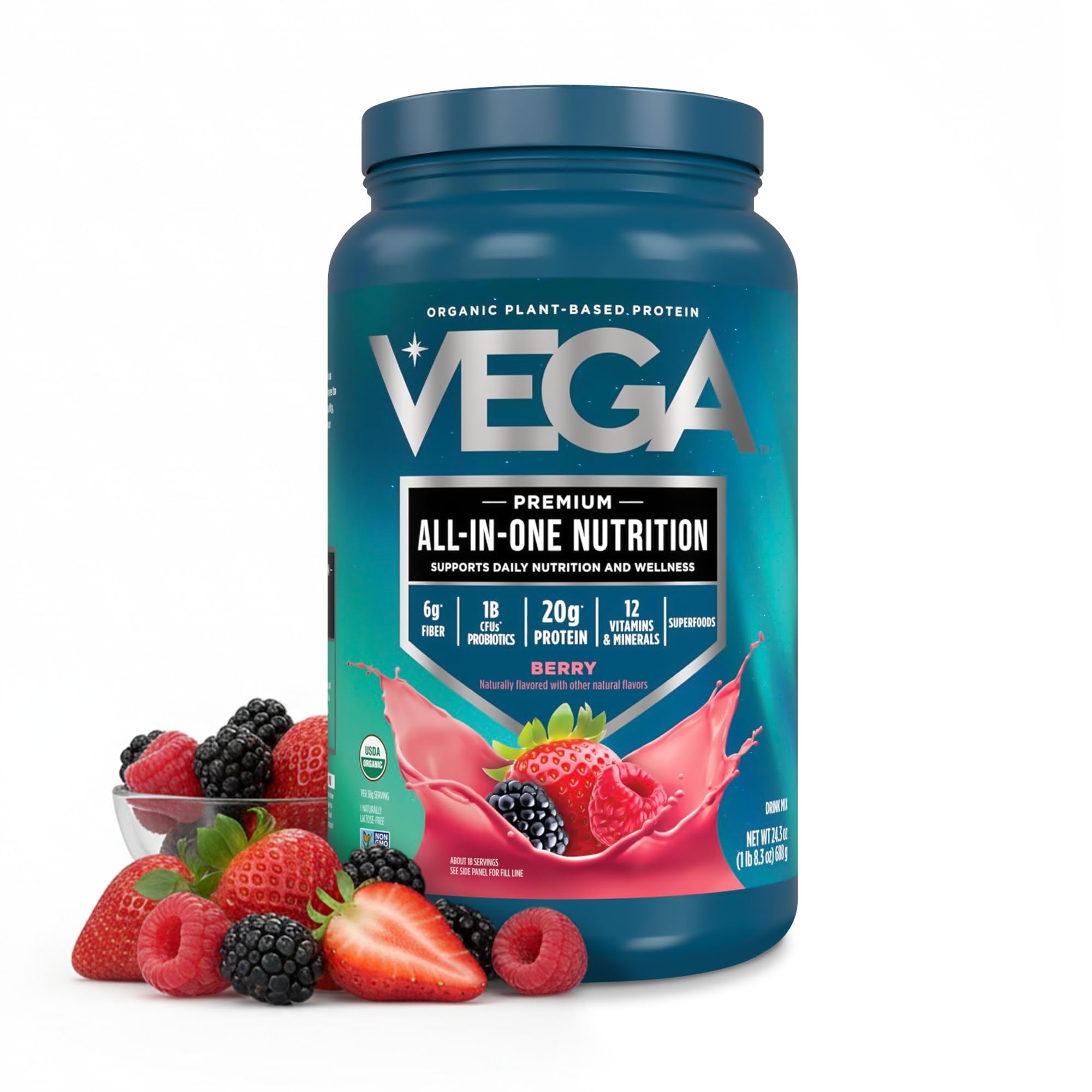 Vega frente del envase berry mostrando el diseño y el beneficio práctico