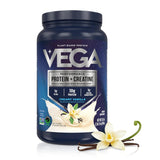 Vega envase frontal Protein + Creatine mostrando etiquetado y beneficios
