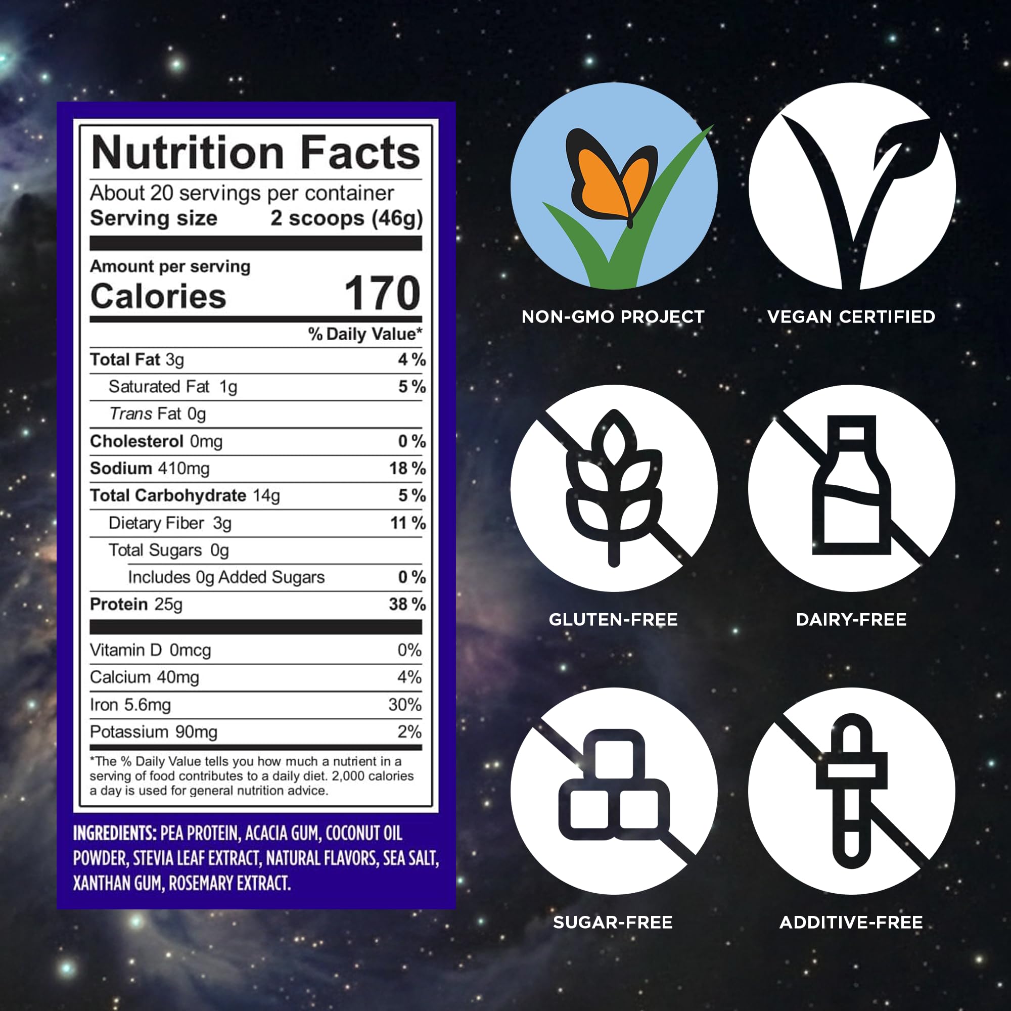 Vega ingredientes centrados en proteína de guisante no transgénica