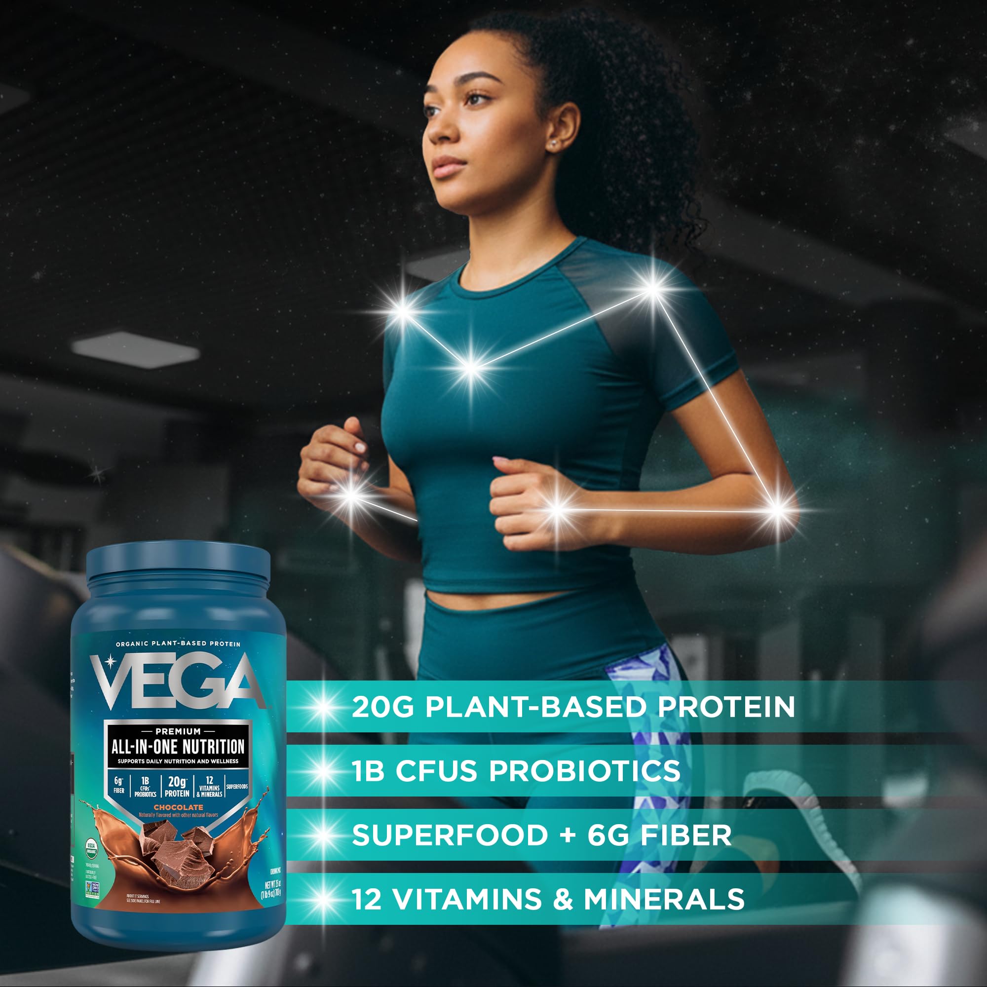 Vega ingredientes superalimentos resaltando nutrientes añadidos