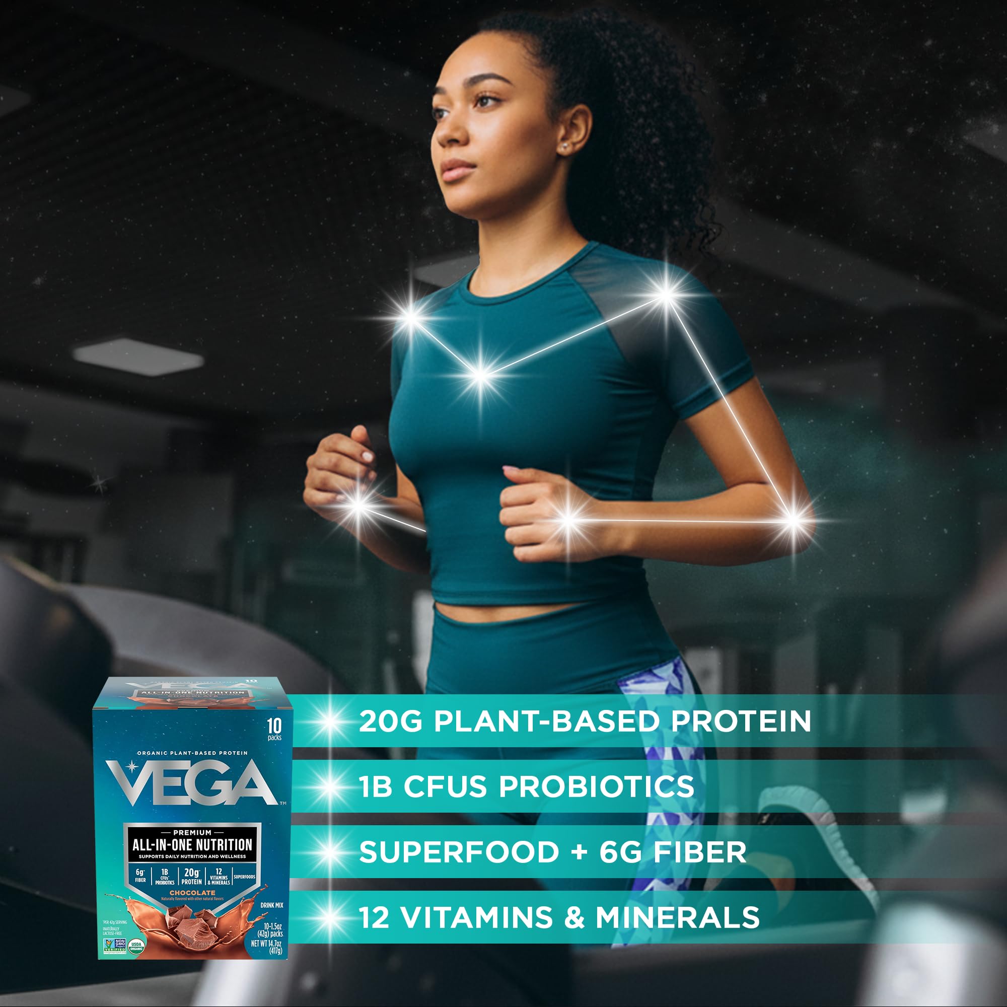 Vega mezclado con leche vegetal para un desayuno nutritivo
