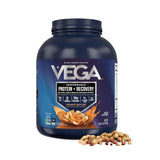 Vega bote frontal sabor mantequilla de cacahuete mostrando envase y beneficios