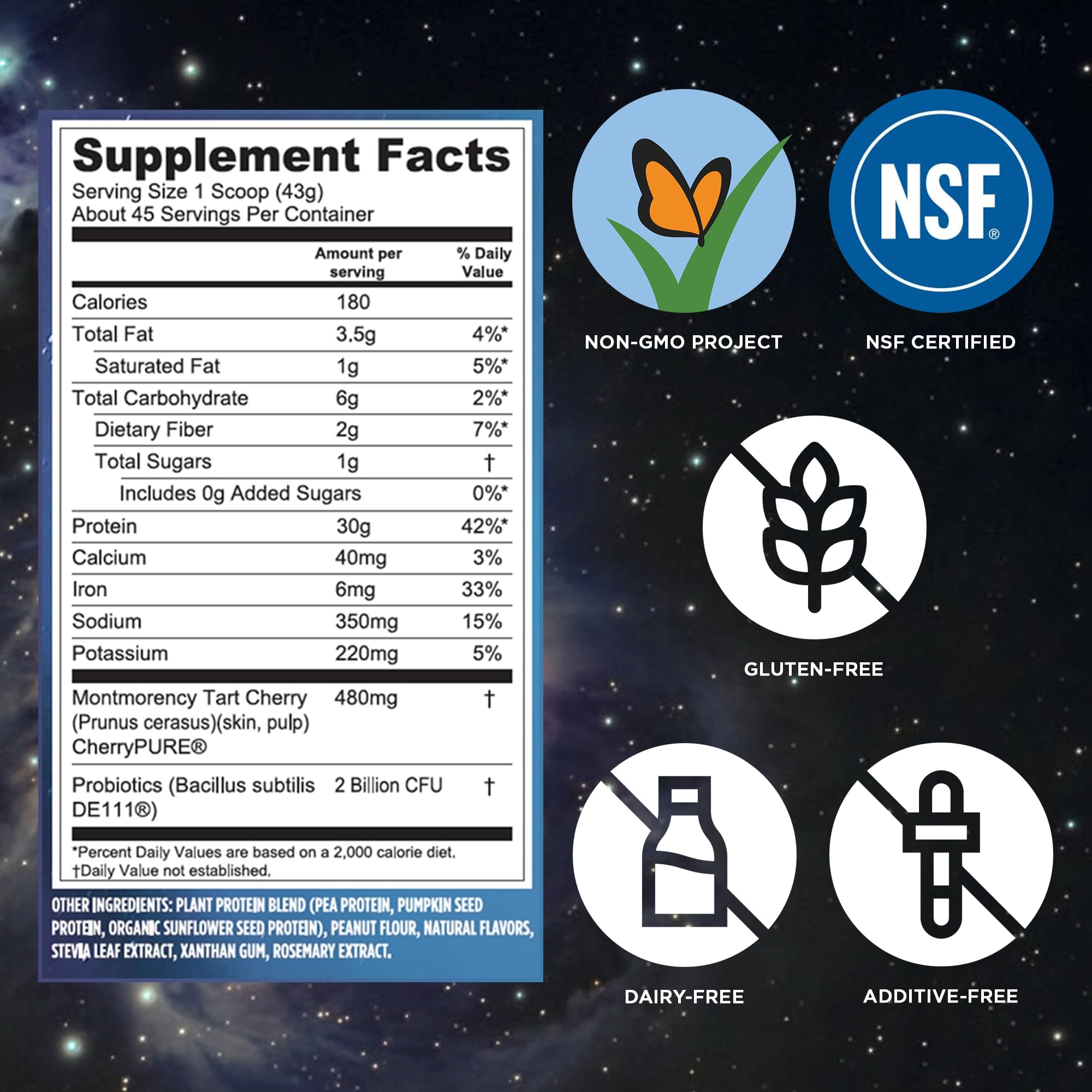Vega detalle en polvo mostrando probióticos y fibra para digestión