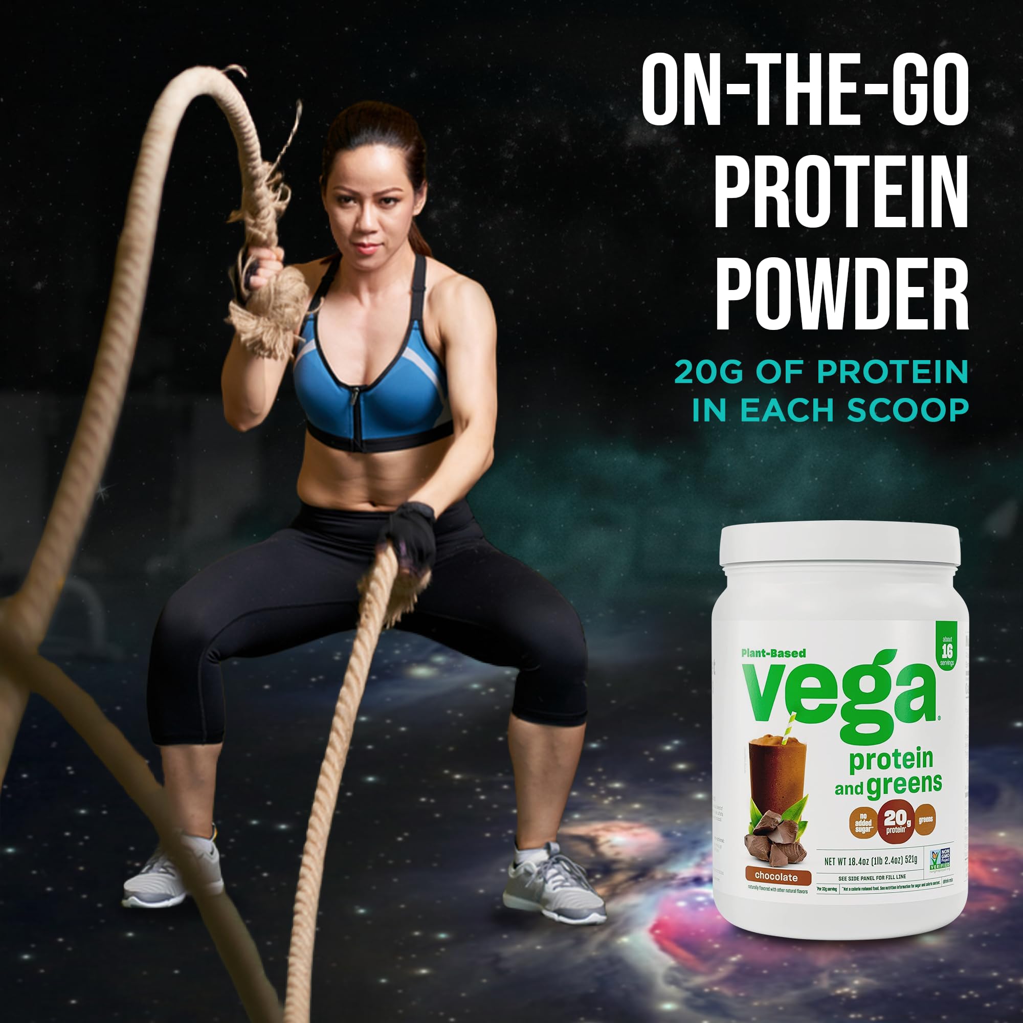 Vega polvo dentro de shaker, mezcla homogénea sin grumos