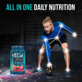 Vega porción en cuchara, demuestra 20 g de proteína por servicio