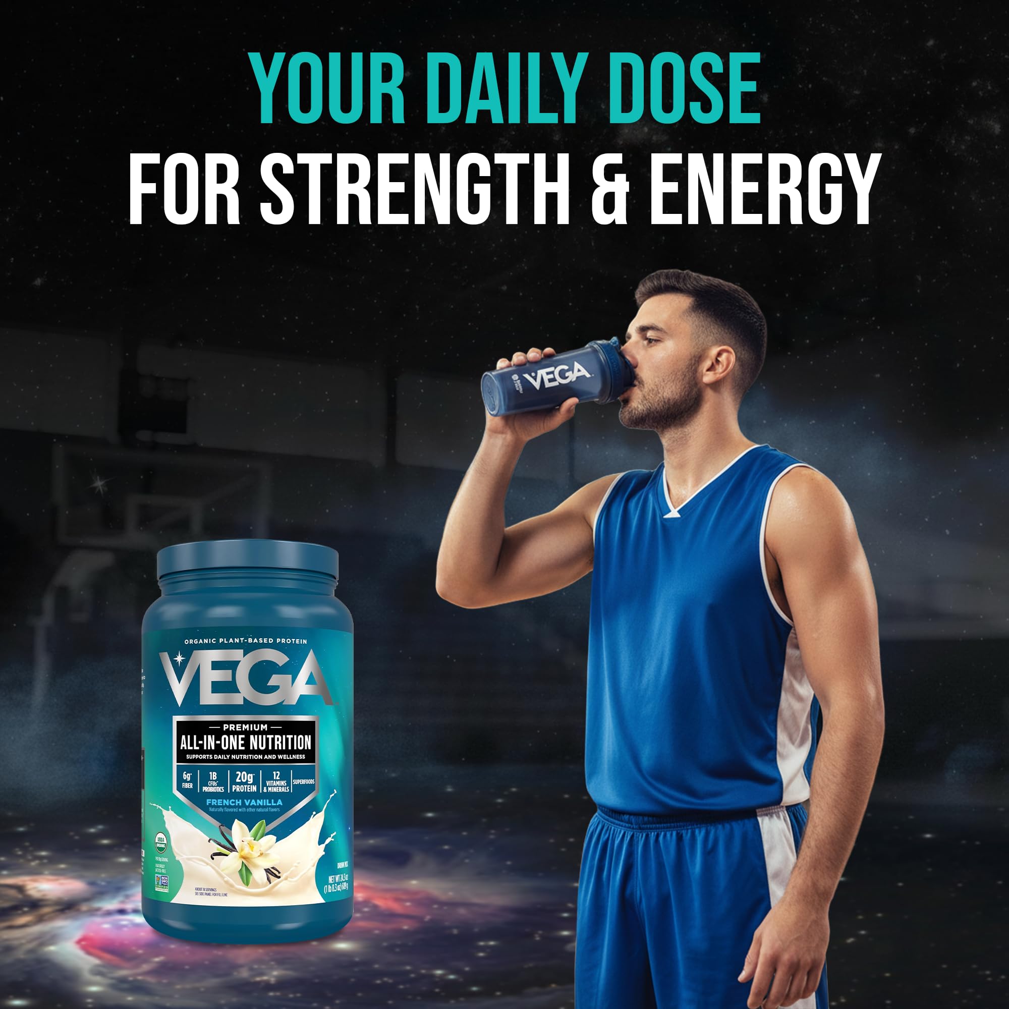 Vega porción servida con fruta para un smoothie nutritivo