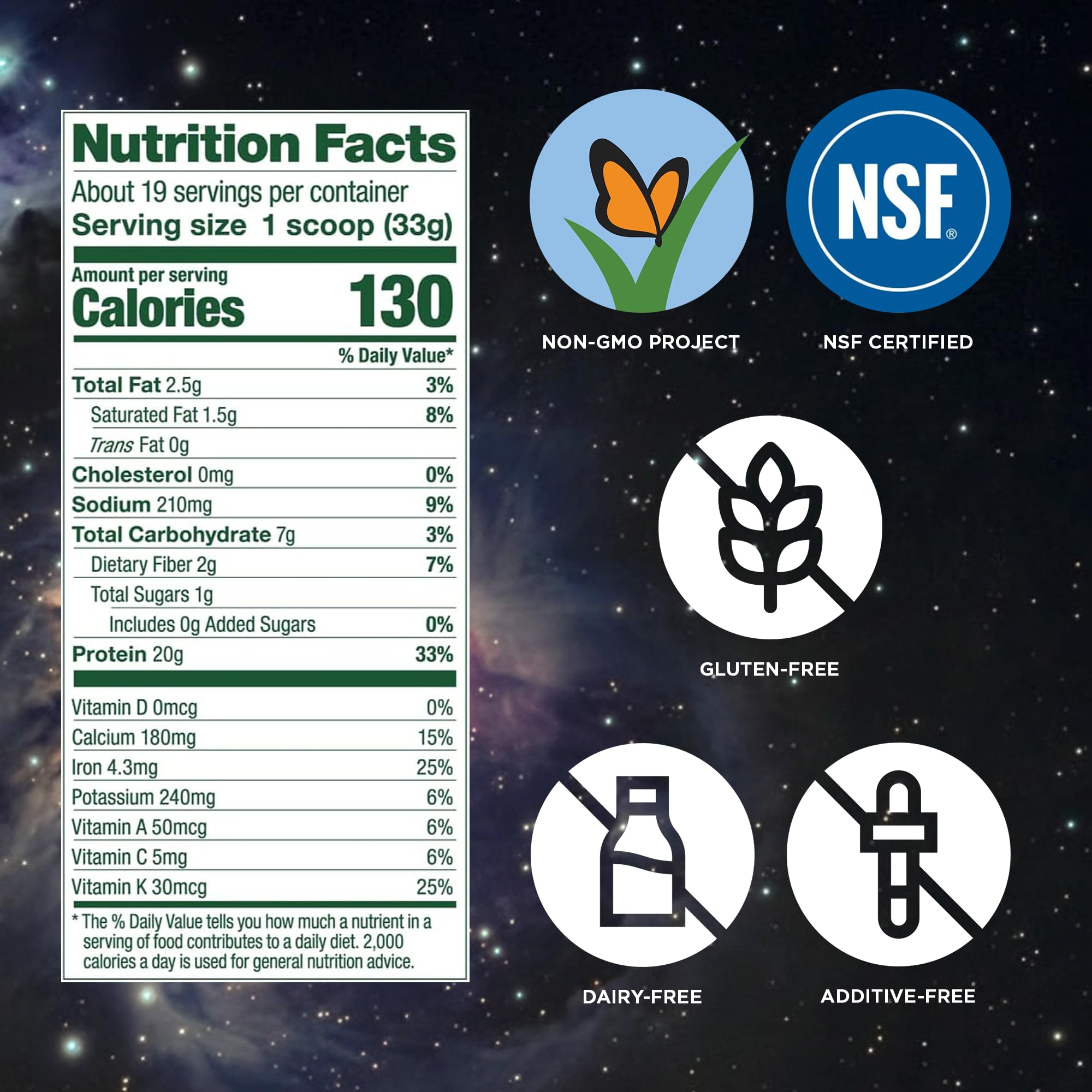 Vega etiqueta de información nutricional detalle de ingredientes limpios
