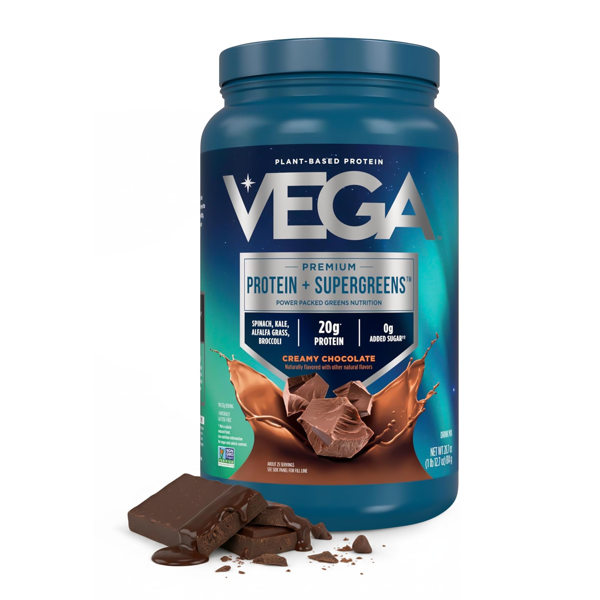 Vega envase frontal mostrando etiqueta y beneficio de proteína vegetal