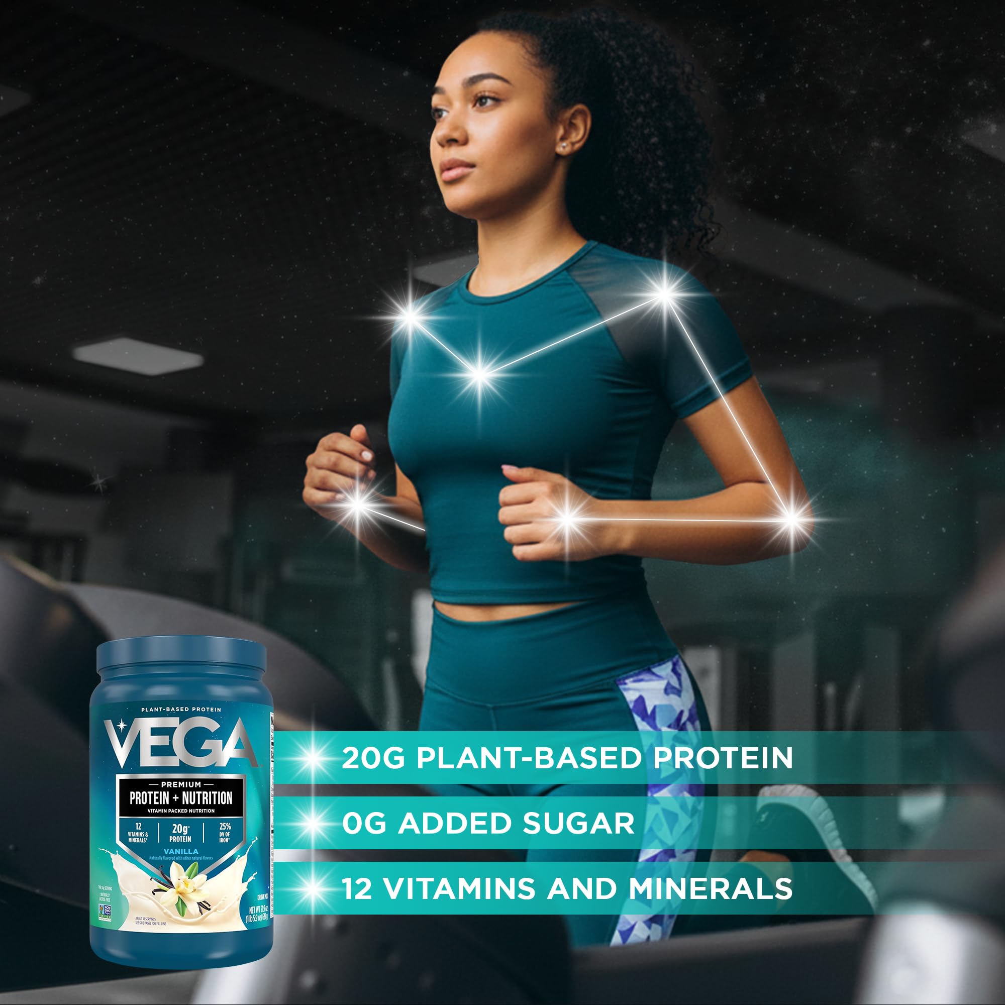 Vega batido de vainilla servido en vaso listo para beber y nutrir
