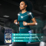 Vega cucharada con polvo mostrando proporción por ración
