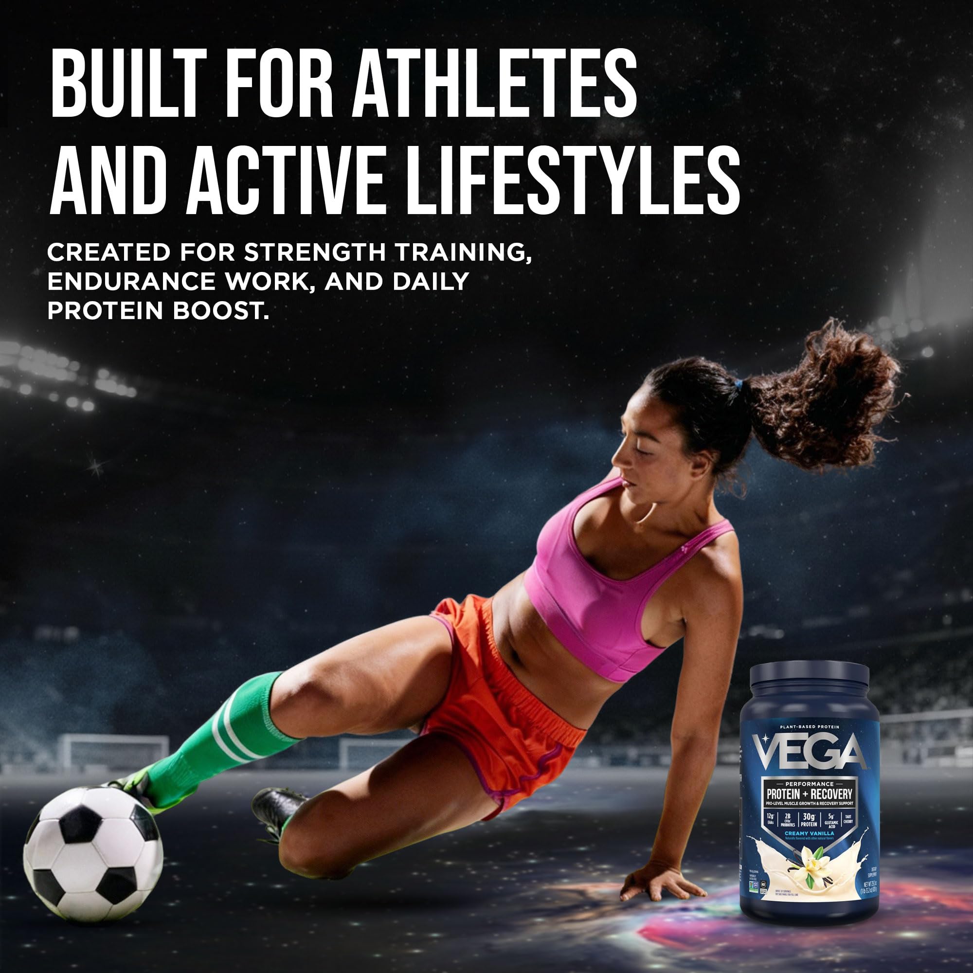 Vega producto en ambiente de gimnasio indicando energía y recuperación