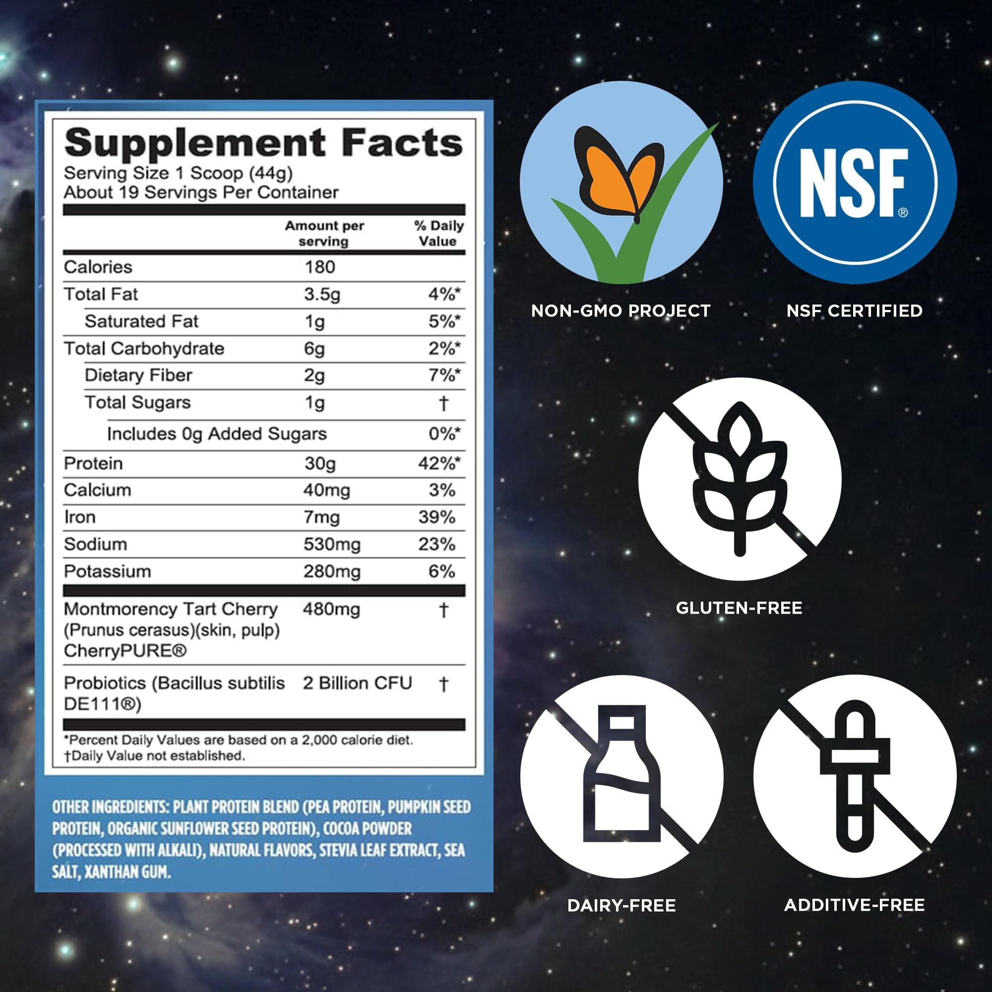Vega etiqueta de ingredientes clara y sin lácteos, para tranquilidad del usuario