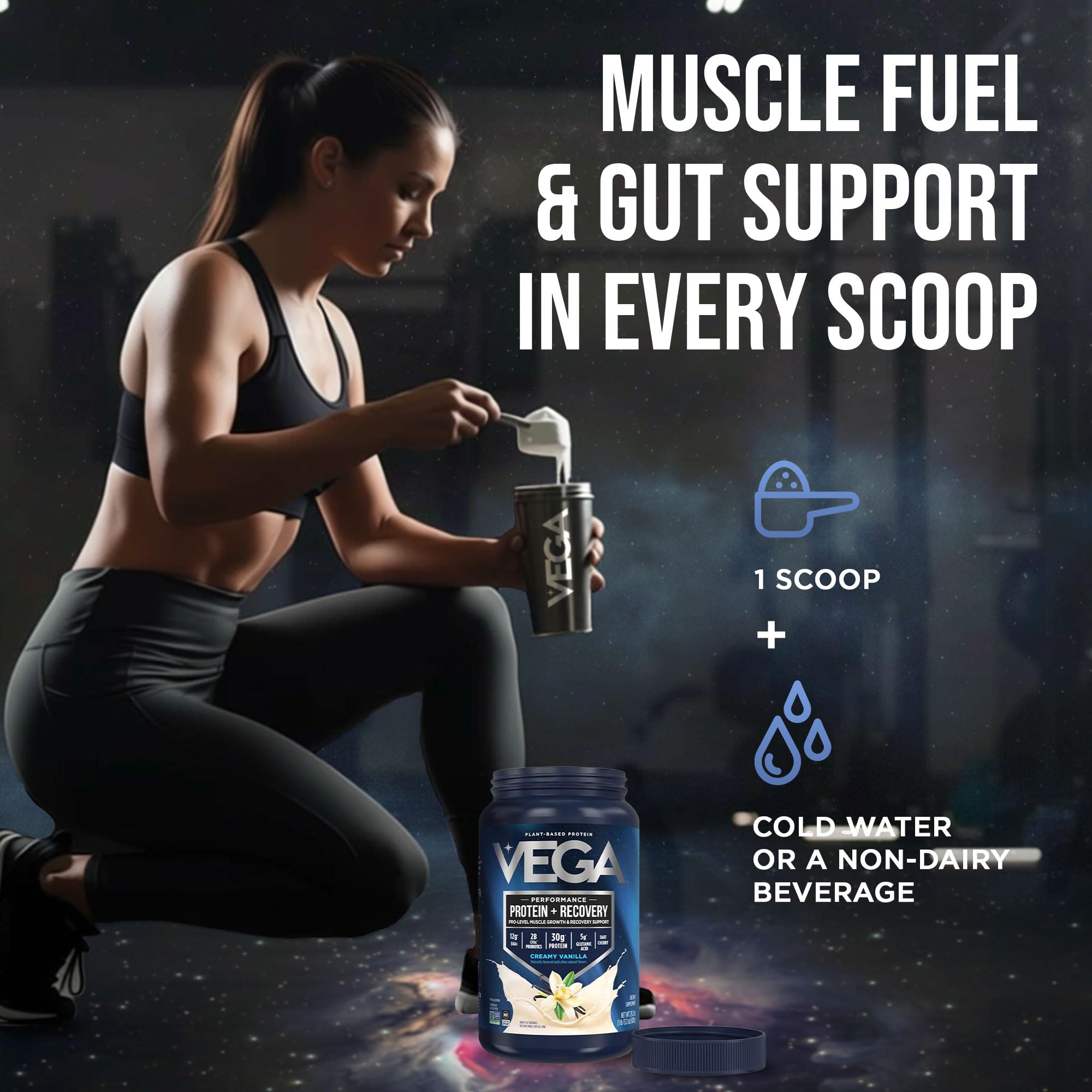 Vega etiqueta nutricional enfocada en probióticos y certificación NSF