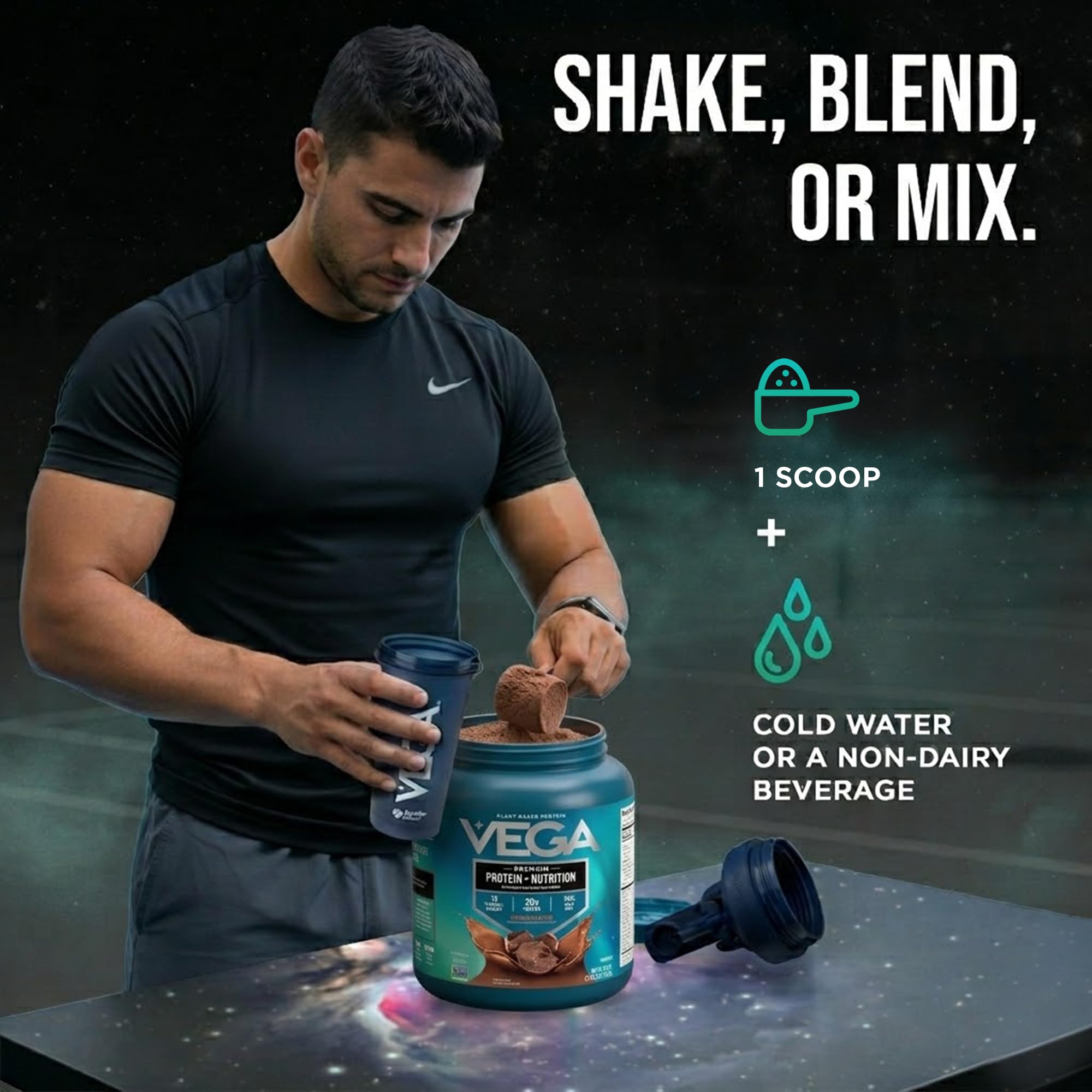 Vega ingredientes verdes como kale y spirulina para nutrición extra