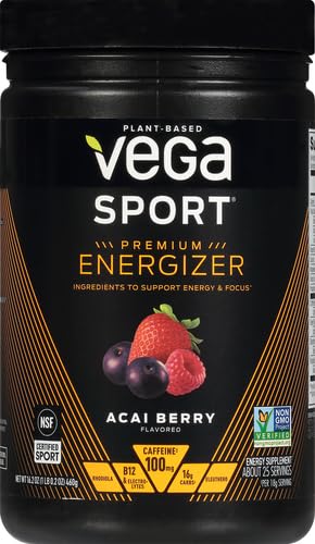 Vega Sport vaso con mezcla Berry, bebida refrescante antes del ejercicio