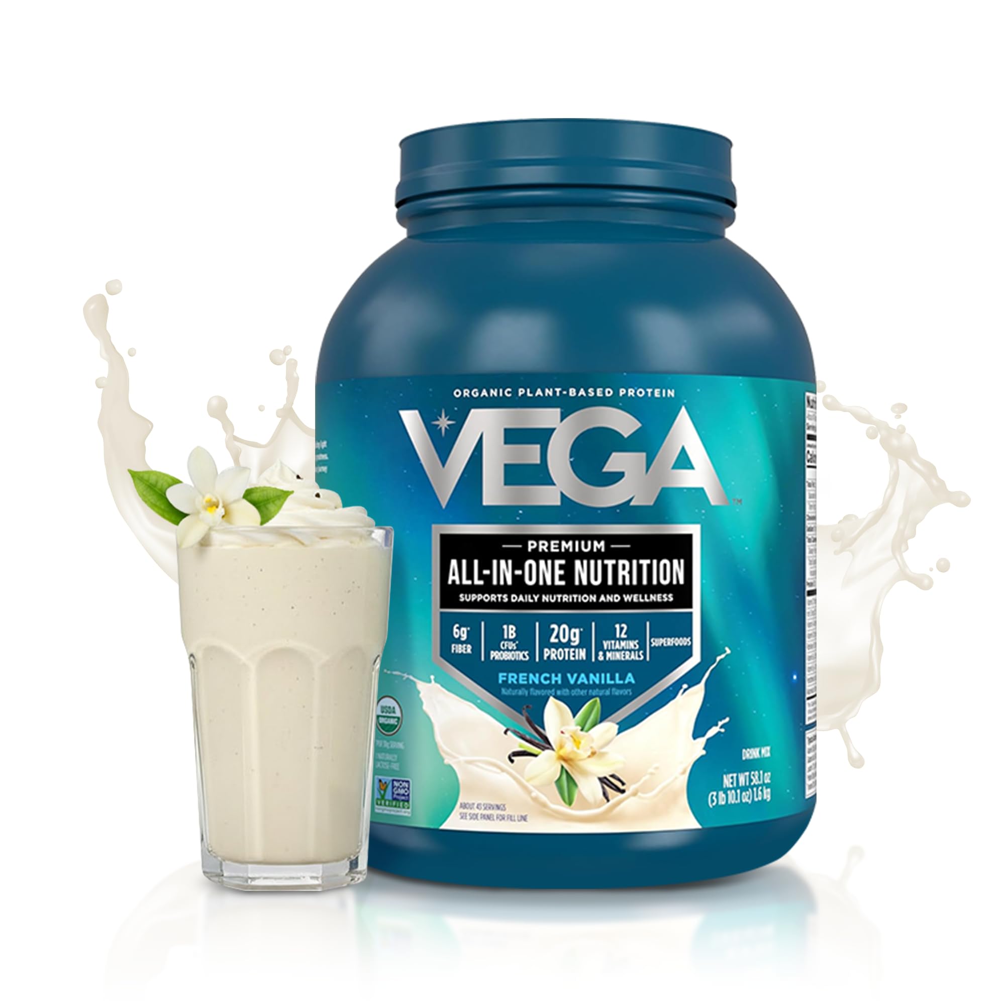 Vega polvo proteína vegana textura fina, se mezcla sin grumos