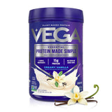 Vega envase frontal de Protein Made Simple Vainilla mostrando diseño y tamaño