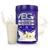 Vega proteína en polvo textura fina cerca, mezcla sin grumos fácilmente