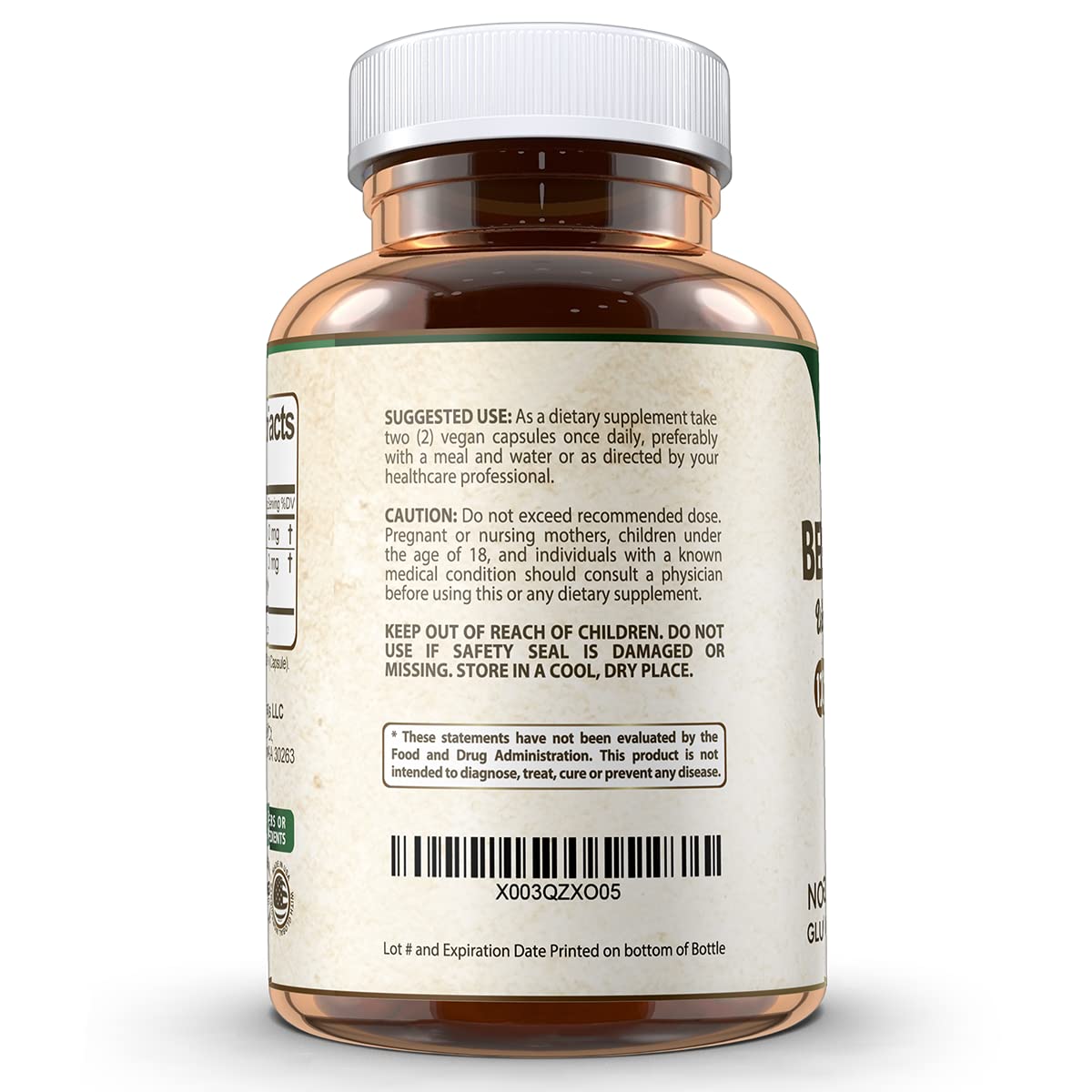 Vegan Labs detalle de etiqueta con ingredientes y certificaciones