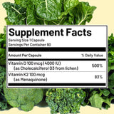 Vegan Vitality etiqueta informativa con ingredientes y dosis claras