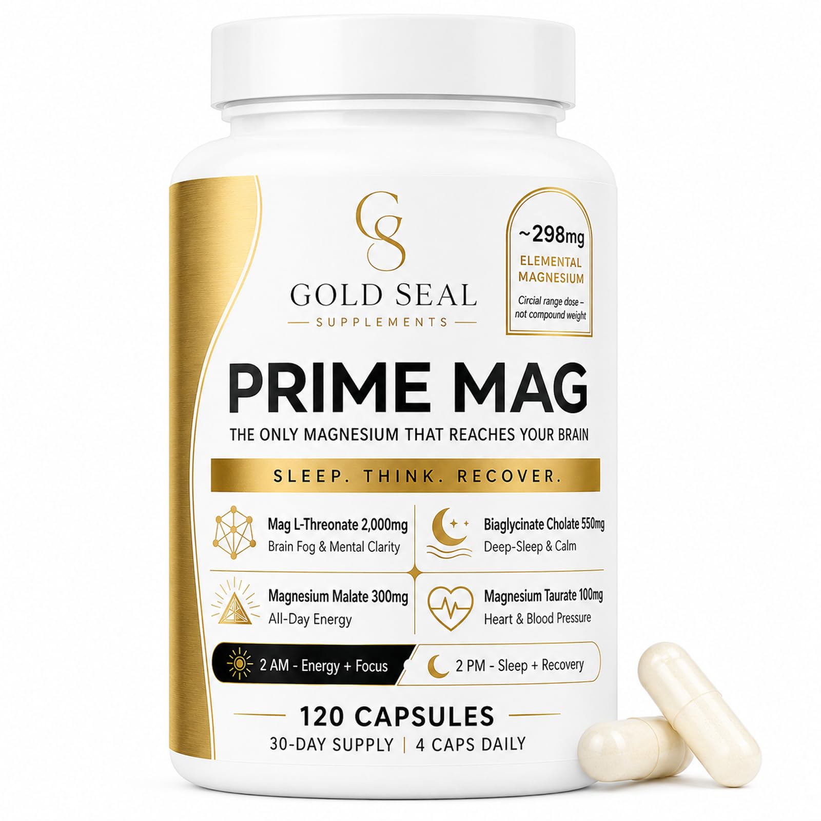 Veganic frasco frontal mostrando Gold Seal Prime y claridad de marca