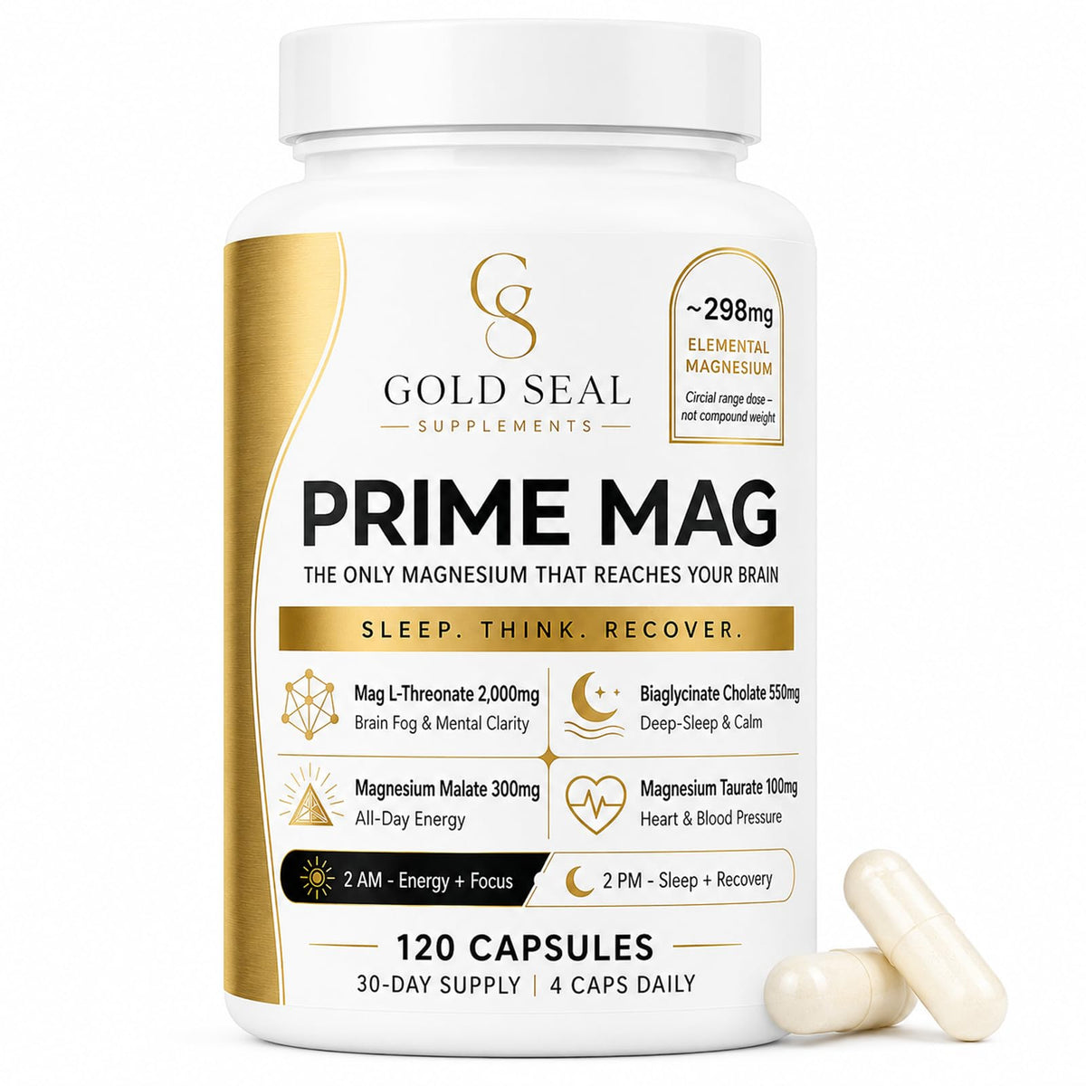 Veganic frasco frontal mostrando Gold Seal Prime y claridad de marca