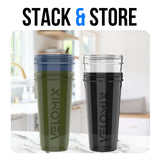 VELOMIX shaker en uso en gimnasio para bebidas y suplementos