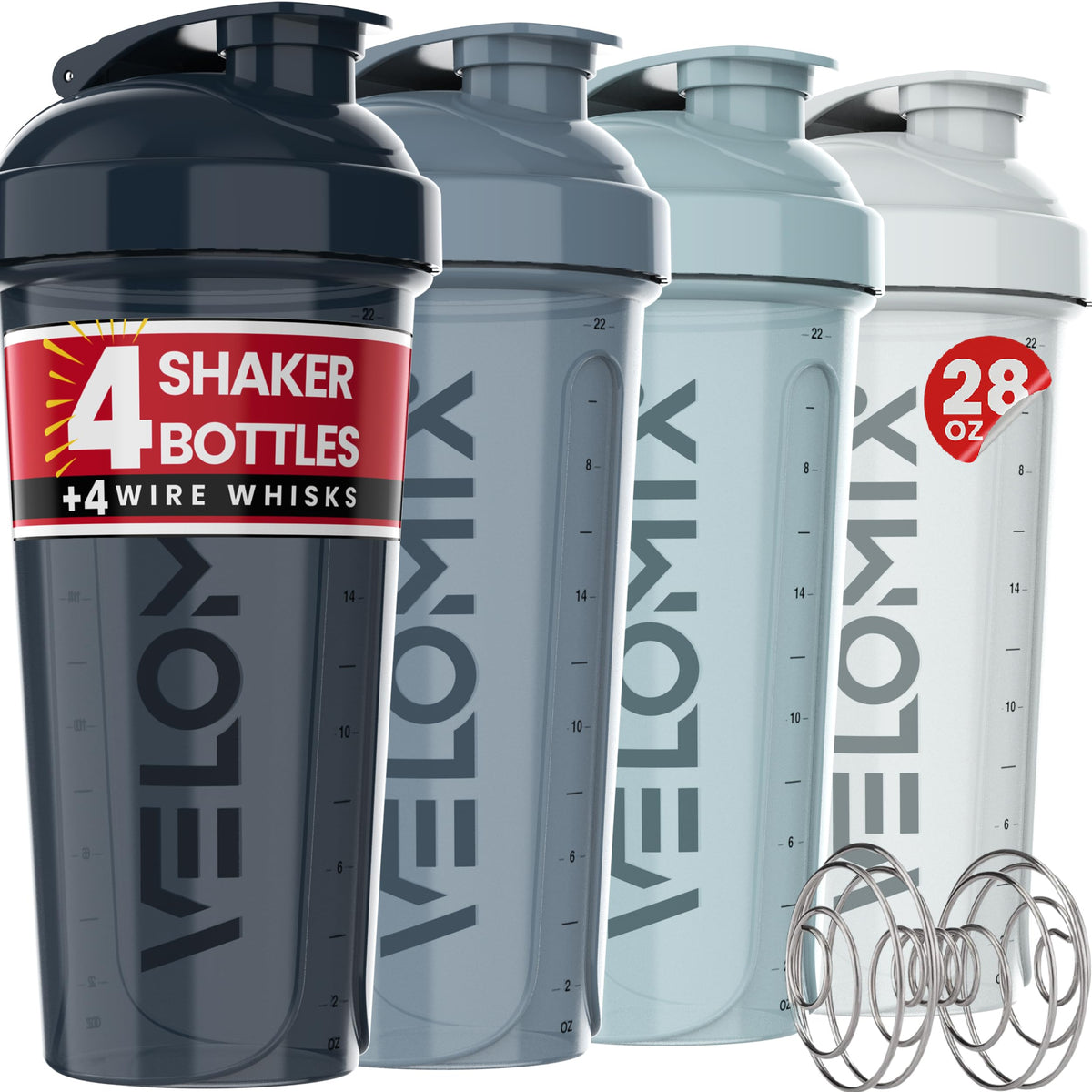 VELOMIX pack frontal Aqua Depths mostrando cuatro botellas y beneficio de almacenamiento