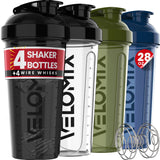 VELOMIX vista frontal del pack de cuatro shakers, ideal para transportar