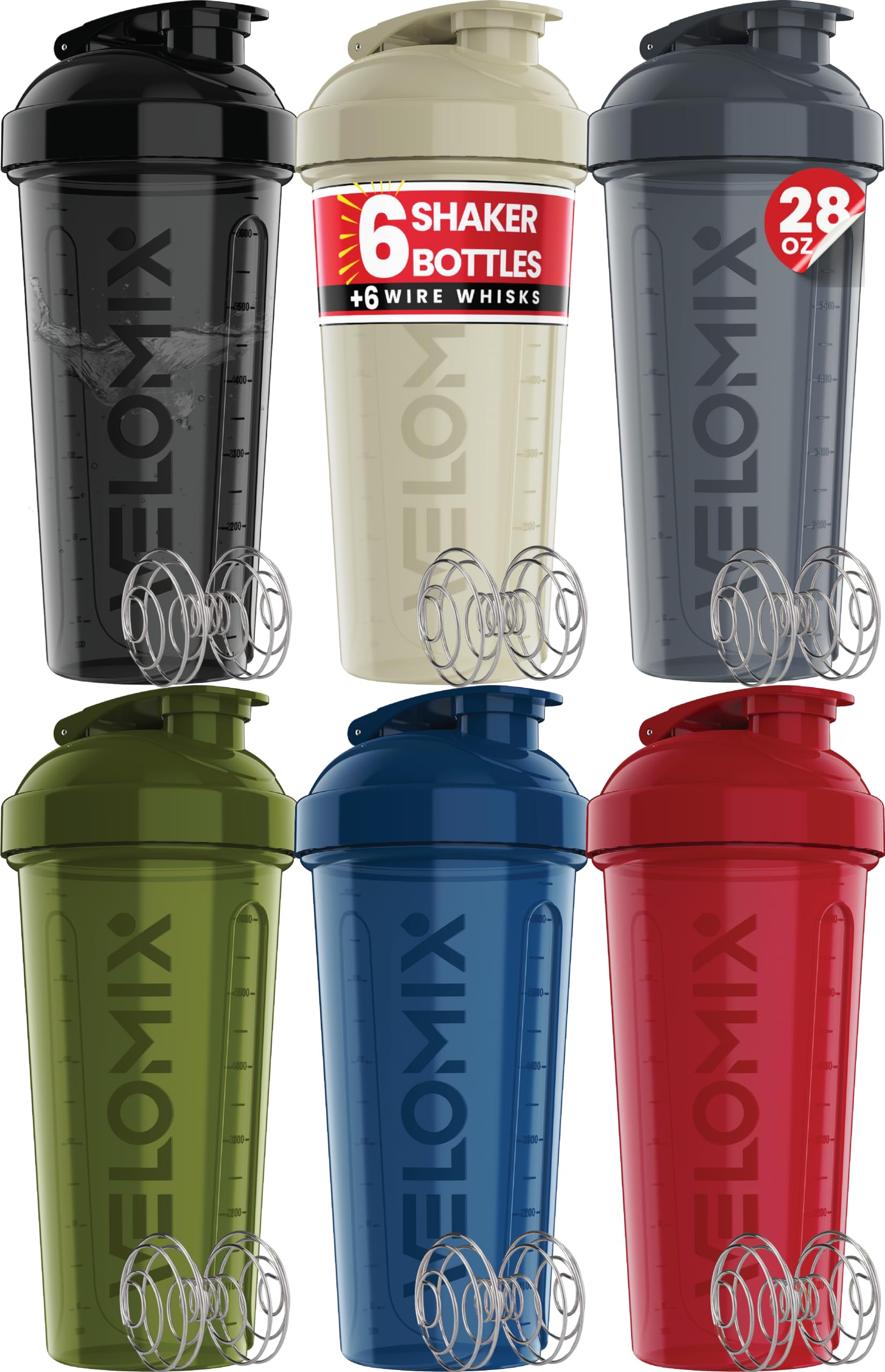 VELOMIX pack frontal mostrando seis botellas, organizado y ahorra espacio