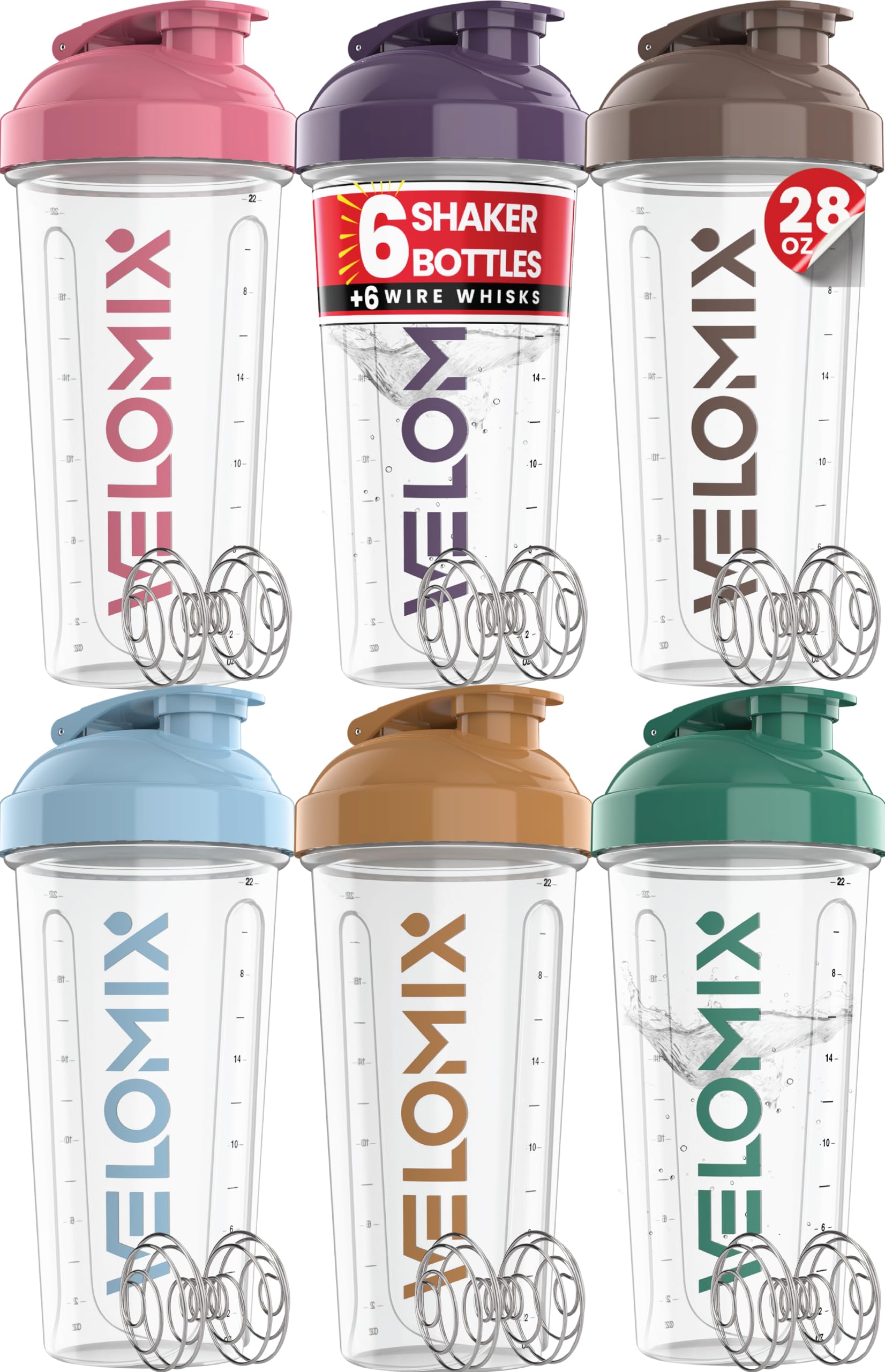 VELOMIX vista frontal del pack de seis botellas, ideal para entrenamientos