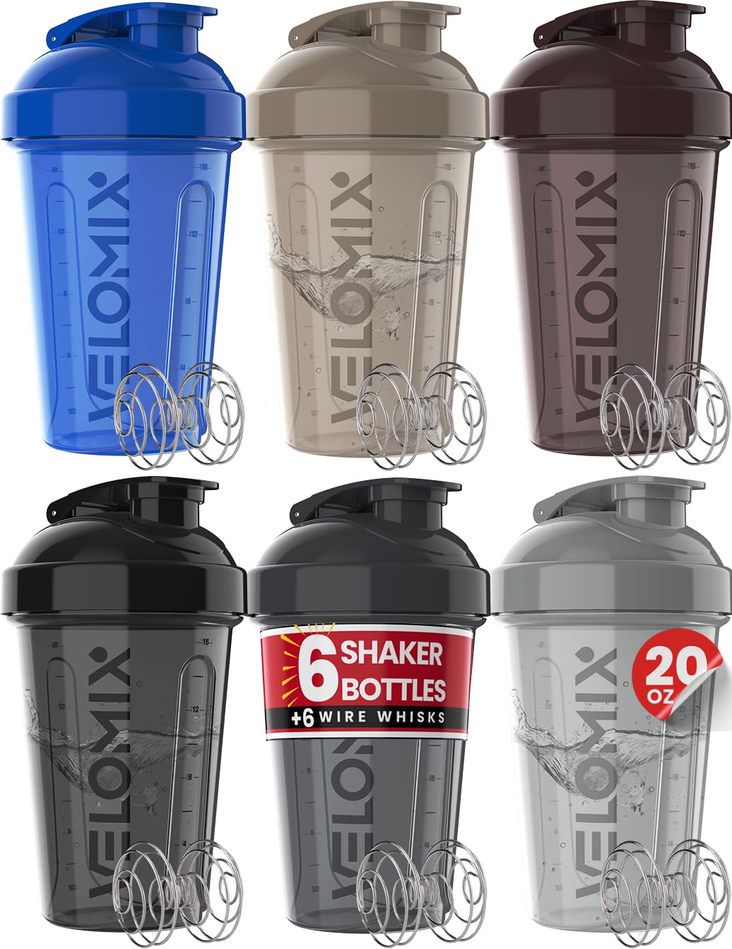 VELOMIX vista frontal del paquete de seis botellas, solución práctica