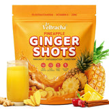 Veltracha envase frontal de piña y jengibre mostrando etiqueta y porciones
