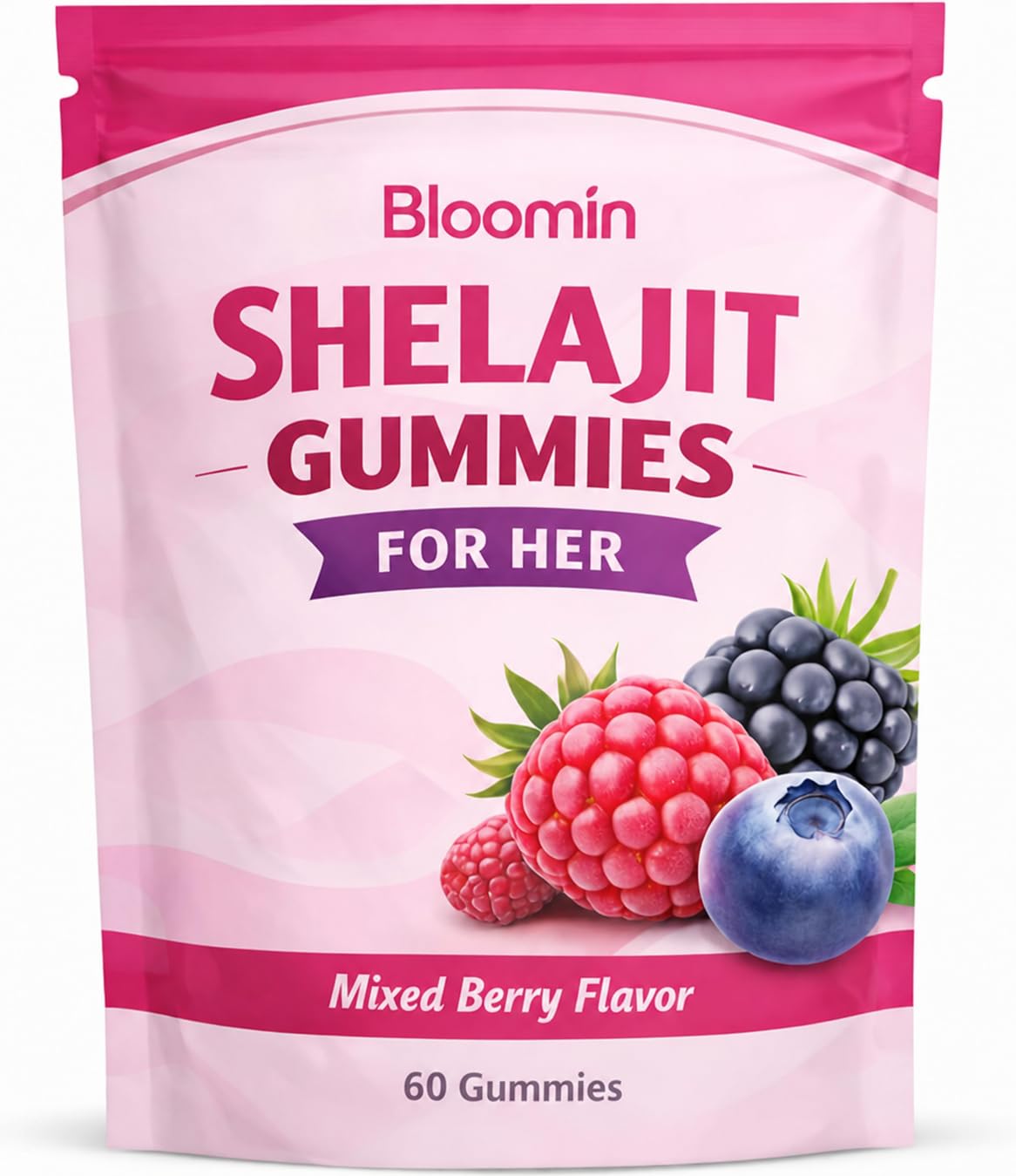 velura frasco delantero de Bloomin Shilajit Gummies para identificar producto y presentación