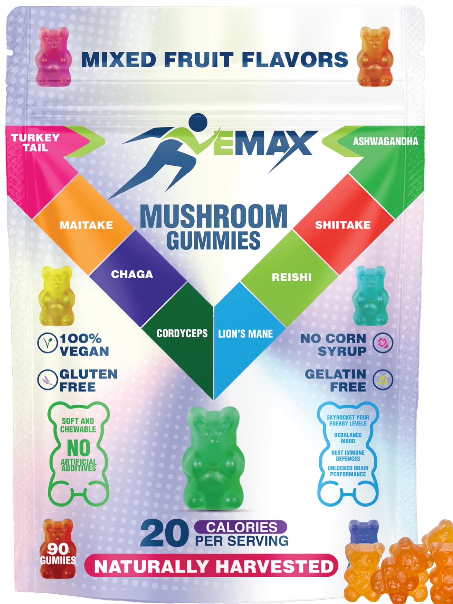 Vemax frente del envase mostrando diseño y cantidad de porciones