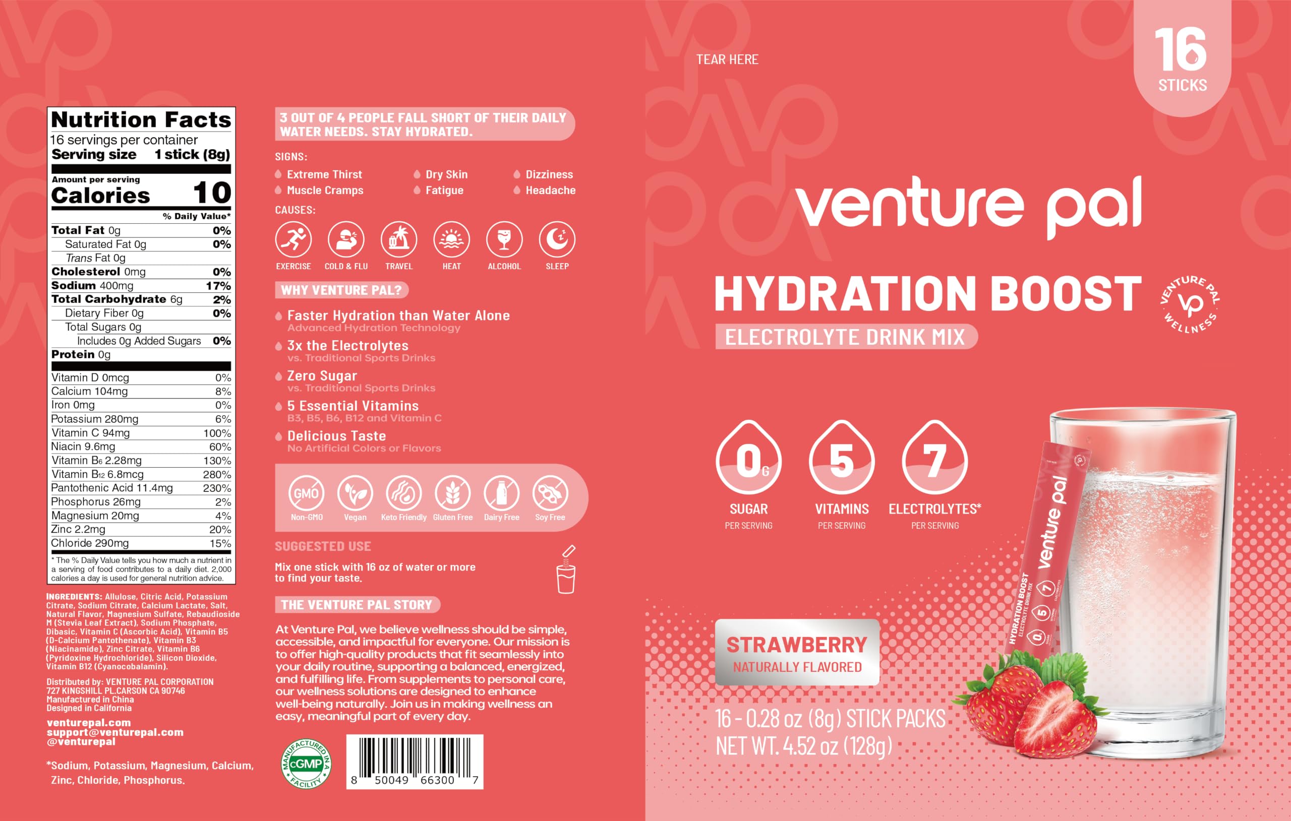 Venture Pal caja con 16 sobres lista para almacenamiento doméstico