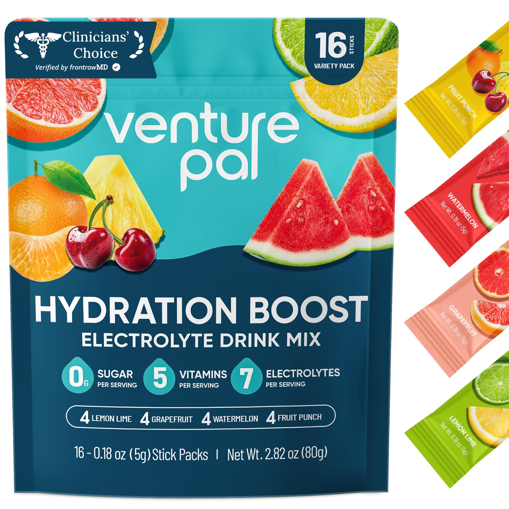 Venture Pal frontal del paquete mostrando cantidad y beneficios rápidos