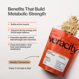 Veracity batido en vaso listo para beber mostrando mezcla suave y apetecible