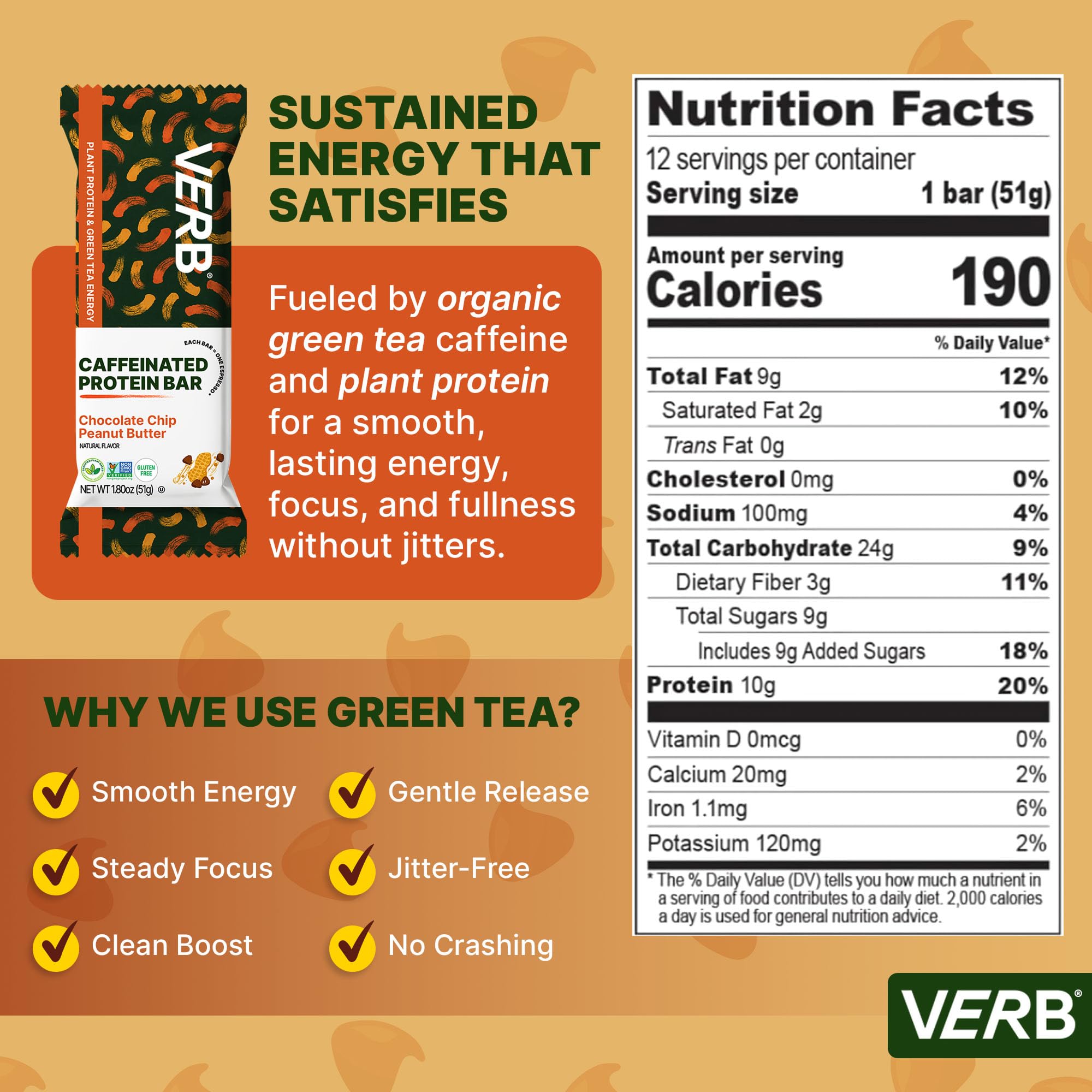 Verb Caffeinated Energy Bar estilo de vida en oficina como desayuno rápido y energizante